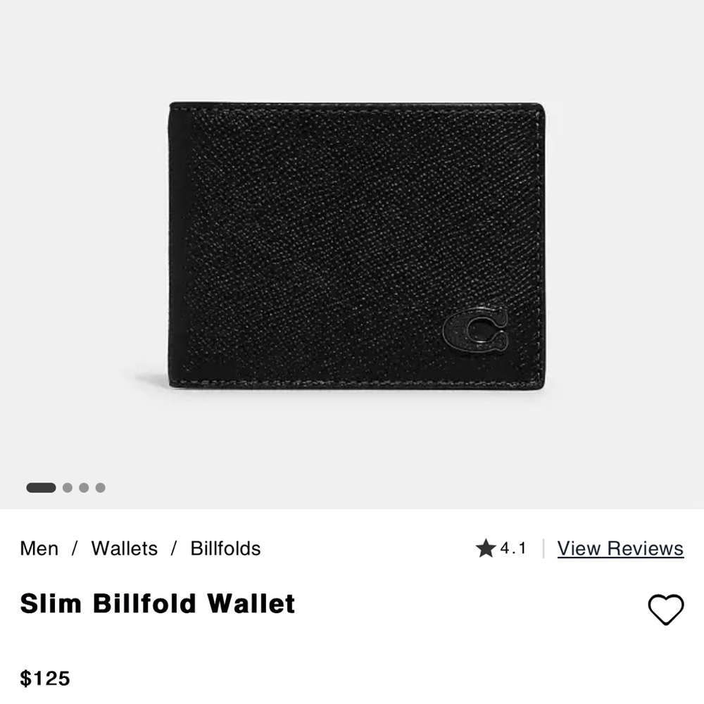 Authentic Coach Mens slim billfold